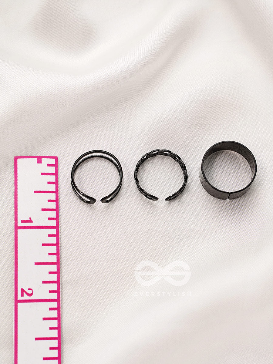 Bands N Chains- Set Of 3 Black Rings