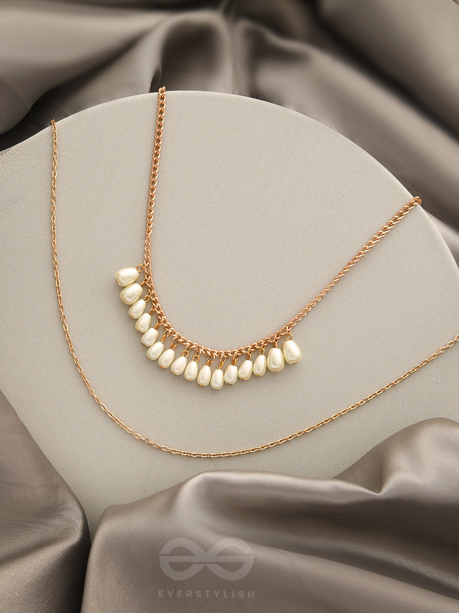 The Rain Shower- Golden Layered Pearl Necklace With Anti-Tarnish Coating