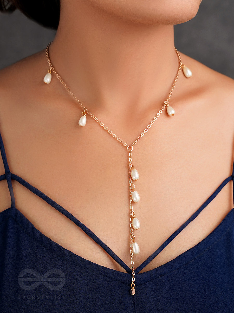 The Daisy Branch- Golden Pearl Necklace With Anti-Tarnish Coating