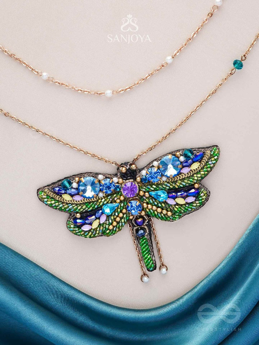 Chitrang- The Colorful Butterfly - Stones And Sequins Embroidered Necklace With Anti-Tarnish Coating