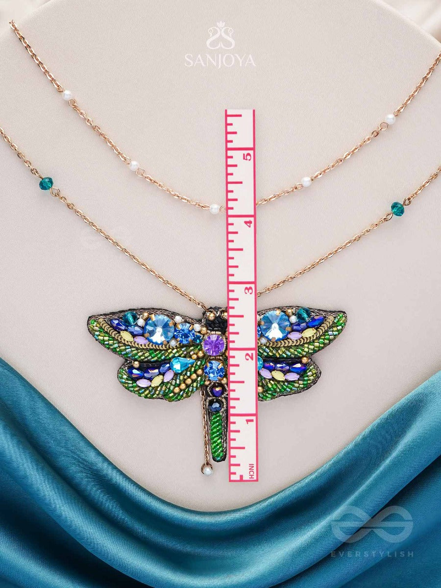 Chitrang- The Colorful Butterfly - Stones And Sequins Embroidered Necklace With Anti-Tarnish Coating