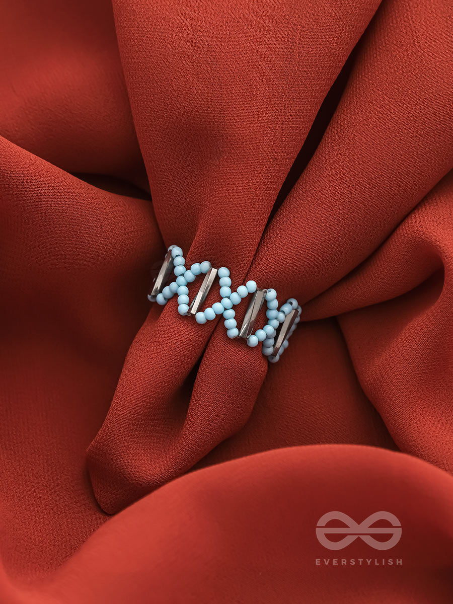 The Color Pop- Stretchable Arctic Blue Beaded Ring