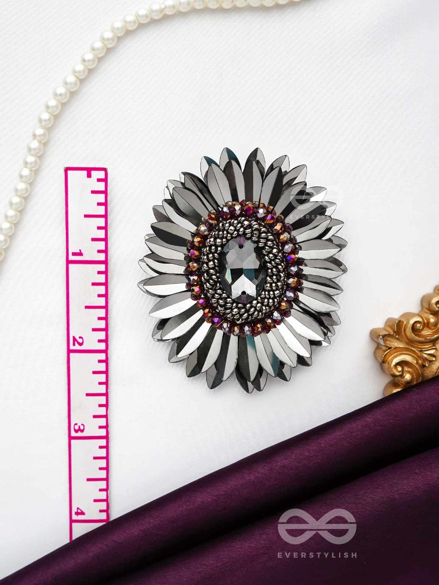 Aartava- The Black Flower- Glass Beads And Sequins Embroidered Earrings