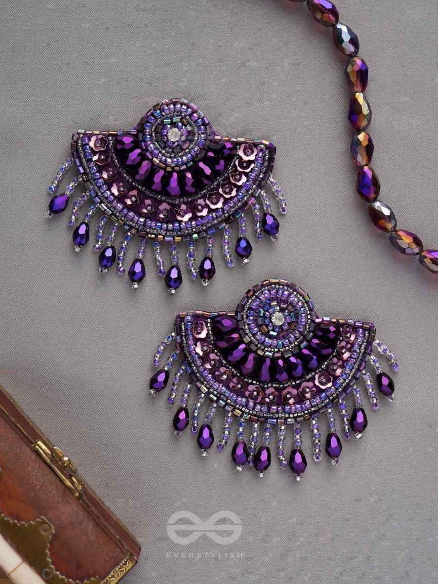 Amaati- The Blue Moon- Stones And Sequins Embroidered Earrings