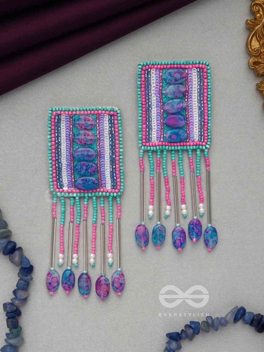 Adhvan- The Stony Path- Stones, Sequins And Beads Embroidered Earrings