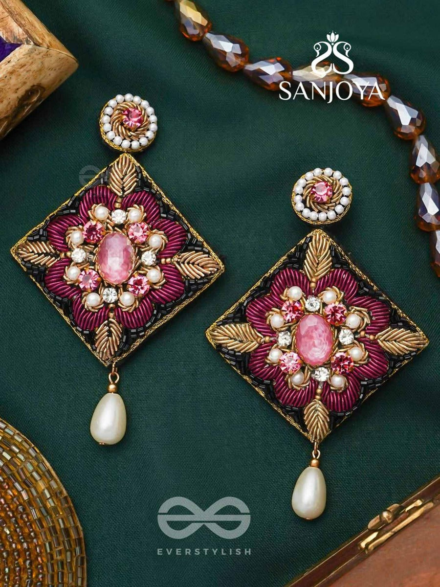 Kisalaya- The Delicate Bloom- Pearls And Stones Embroidered Earrings