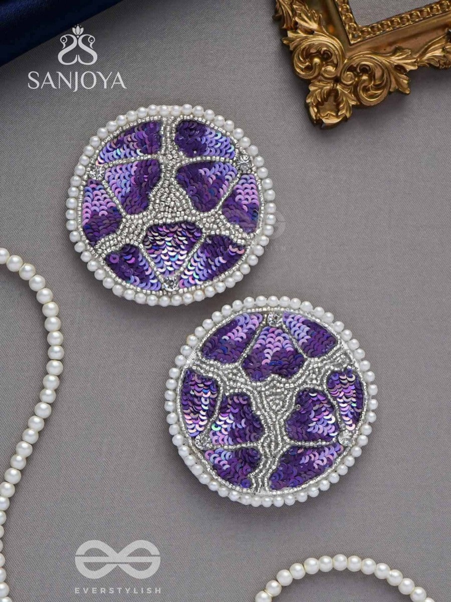 Samstara- Adorned With Flowers- Stones, Beads And Sequins Embroidered Earrings