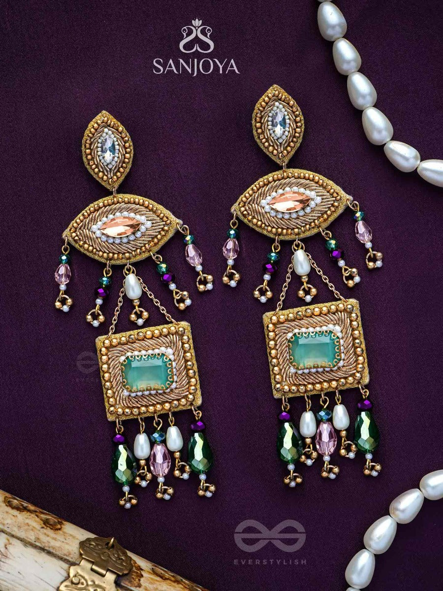 Akshan- The Divine Eye- Pearls And Stones Embroidered Earrings