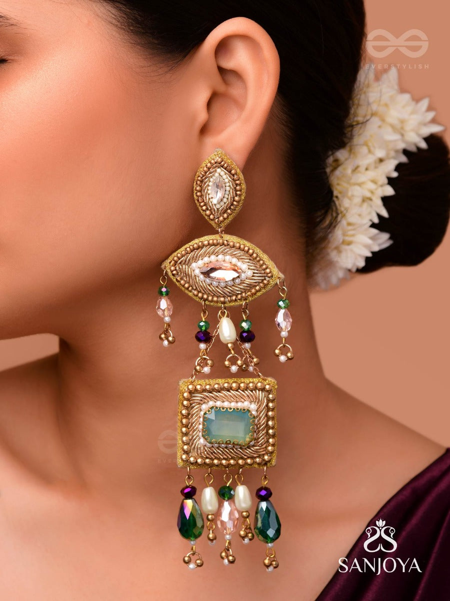 Akshan- The Divine Eye- Pearls And Stones Embroidered Earrings