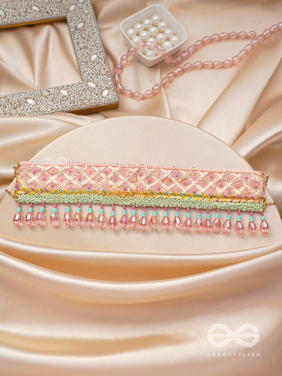 Maanikya- The Pink Wonder- Sequins And Beads Embroidered Choker Necklace