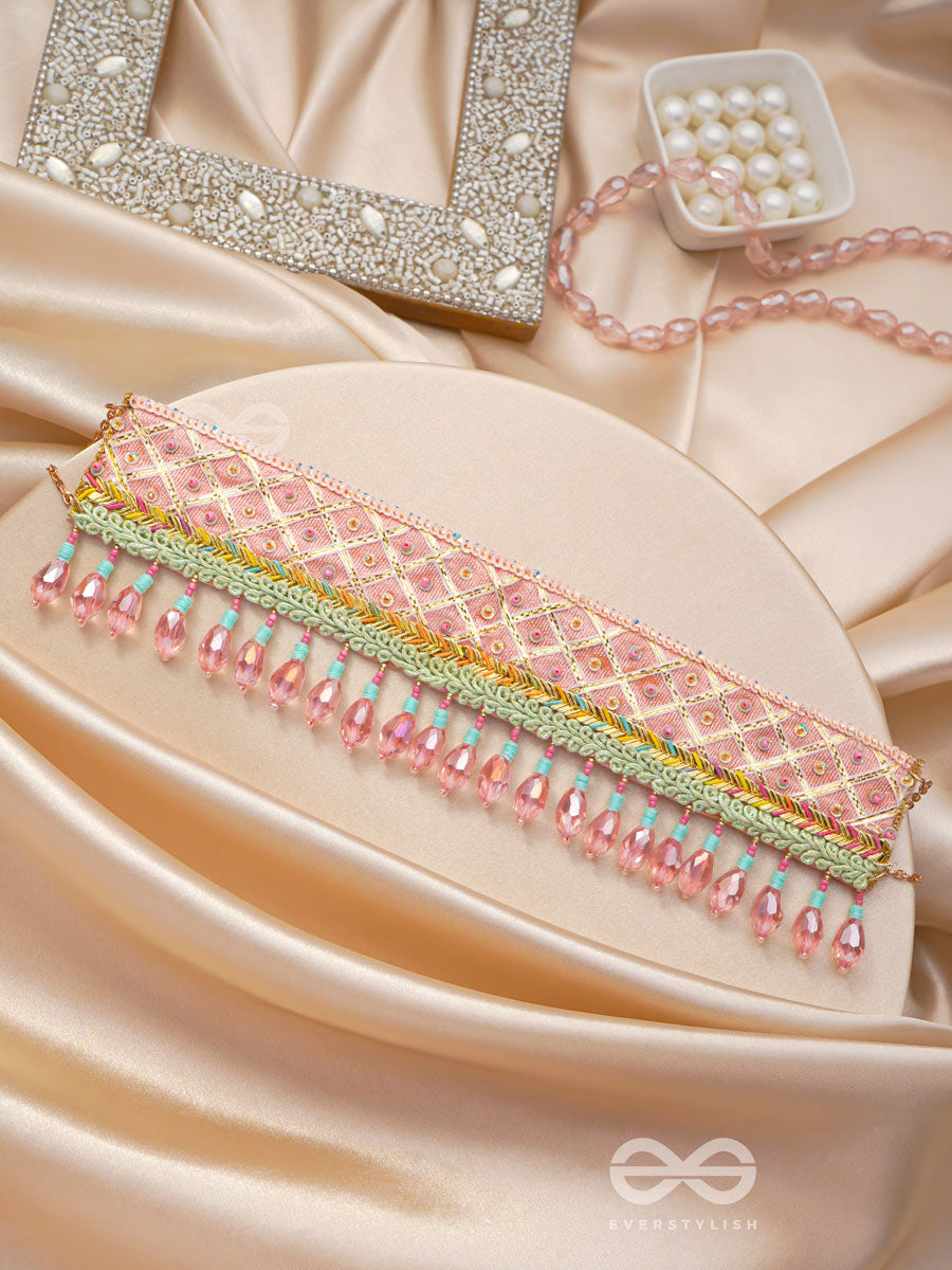 Maanikya- The Pink Wonder- Sequins And Beads Embroidered Choker Necklace