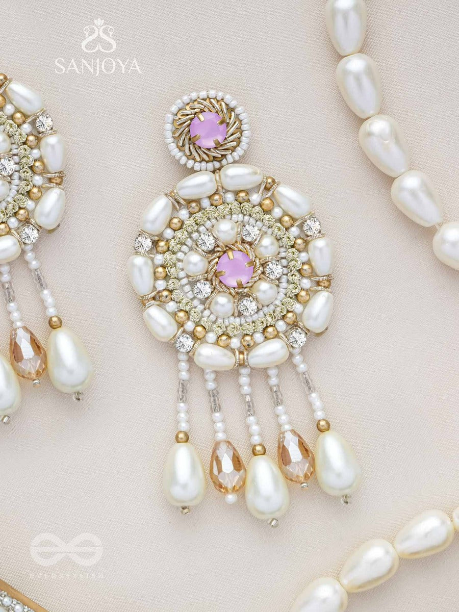 Valaaya- The Decorated Spheres- Pearl And Stone Embroidered Earrings