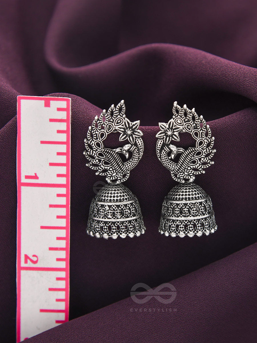 The Bird Of Wonder- Oxidised Jhumka Earrings