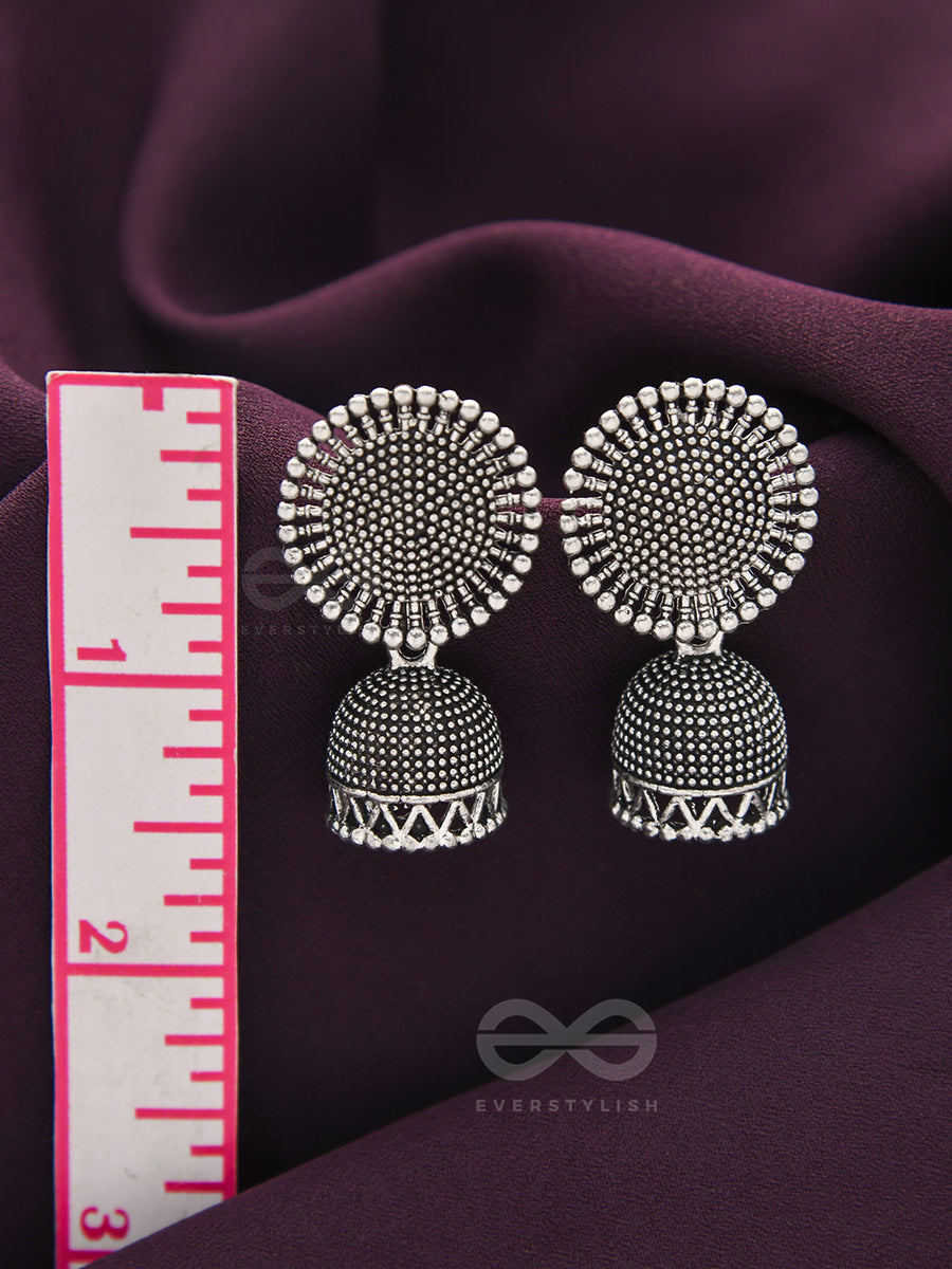 The Blazing Sunbeams- Oxidised Jhumka Earrings