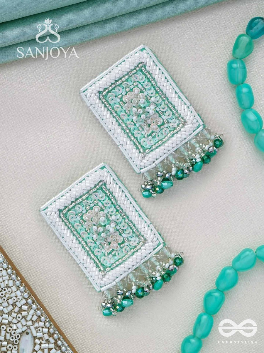 Aalekhya- The Pretty Painting- Sequins And Glass Beads Embroidered Earrings