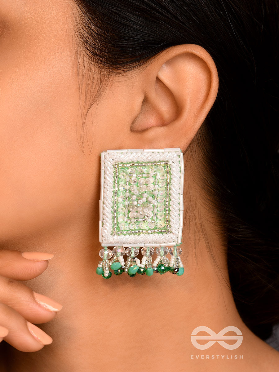 Aalekhya- The Pretty Painting- Sequins And Glass Beads Embroidered Earrings