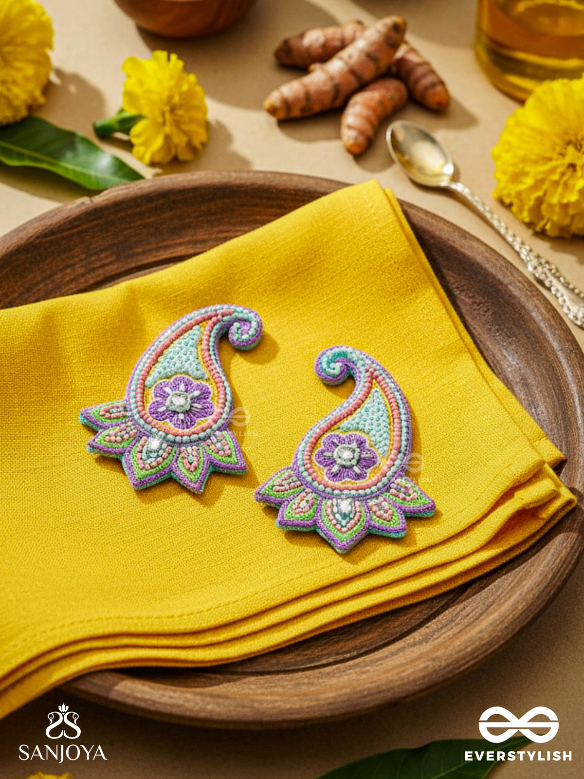 Vihaarin- The Charming- Resham And Sequins Embroidered Earrings