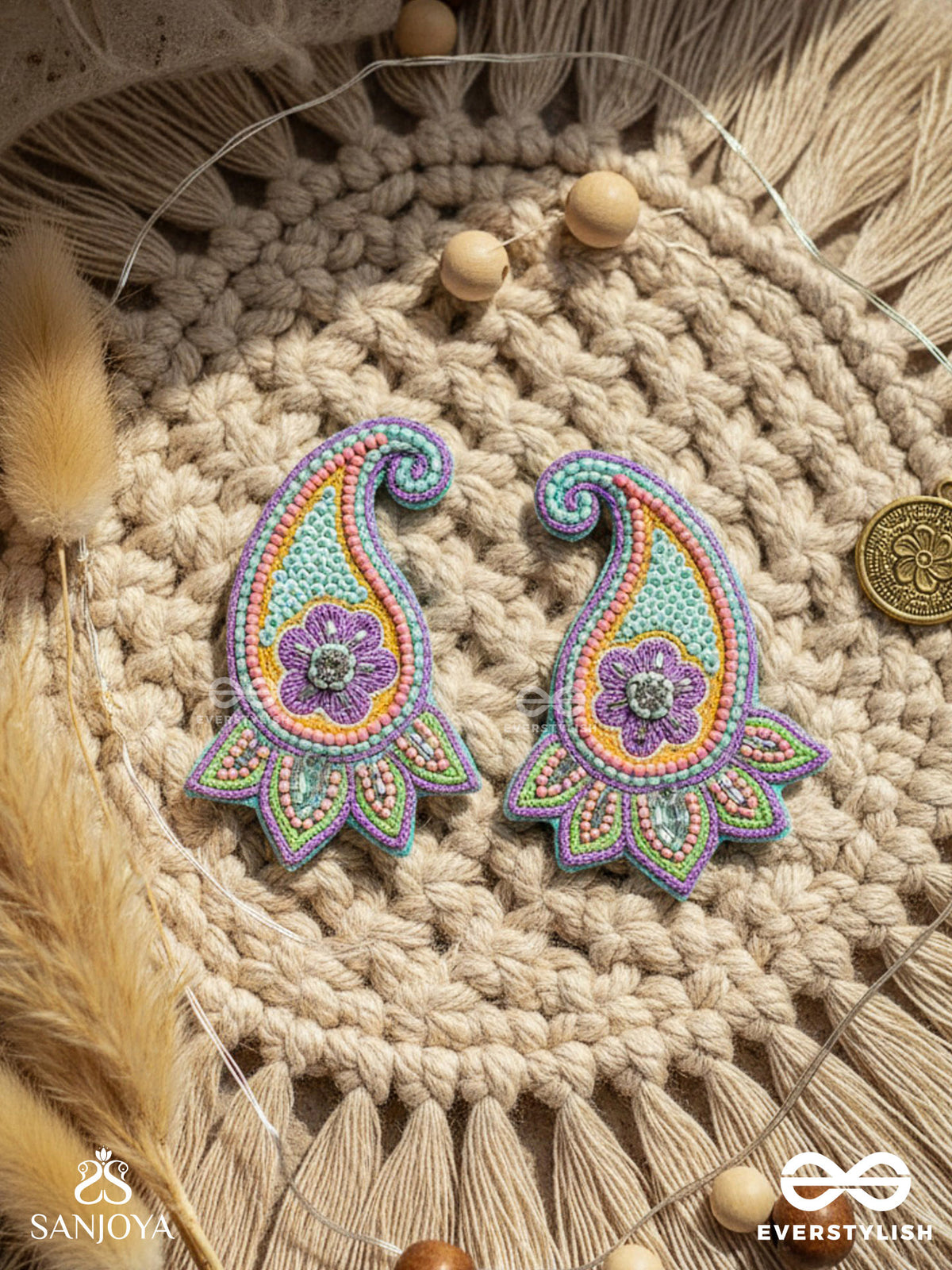 Vihaarin- The Charming- Resham And Sequins Embroidered Earrings