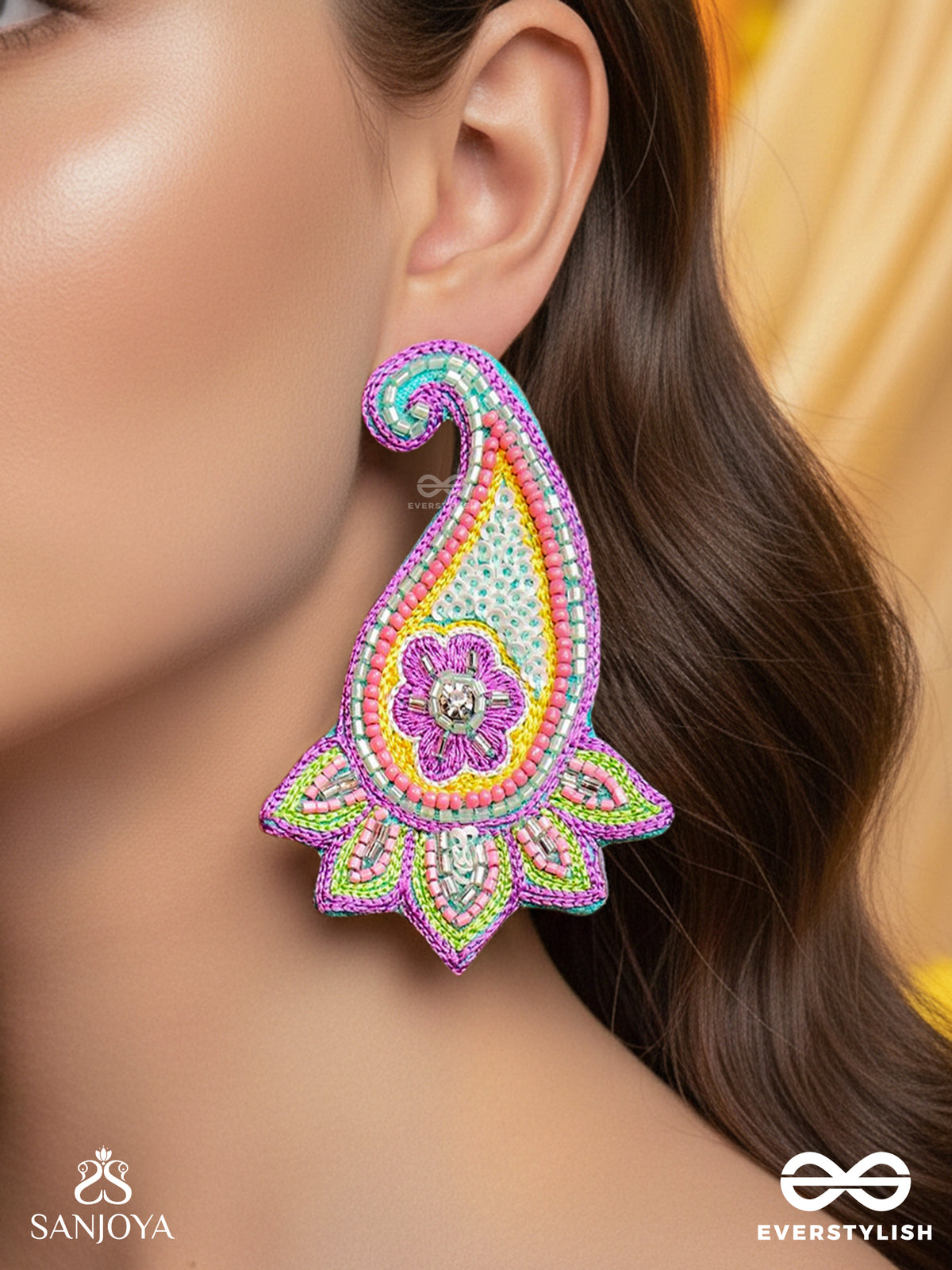 Vihaarin- The Charming- Resham And Sequins Embroidered Earrings