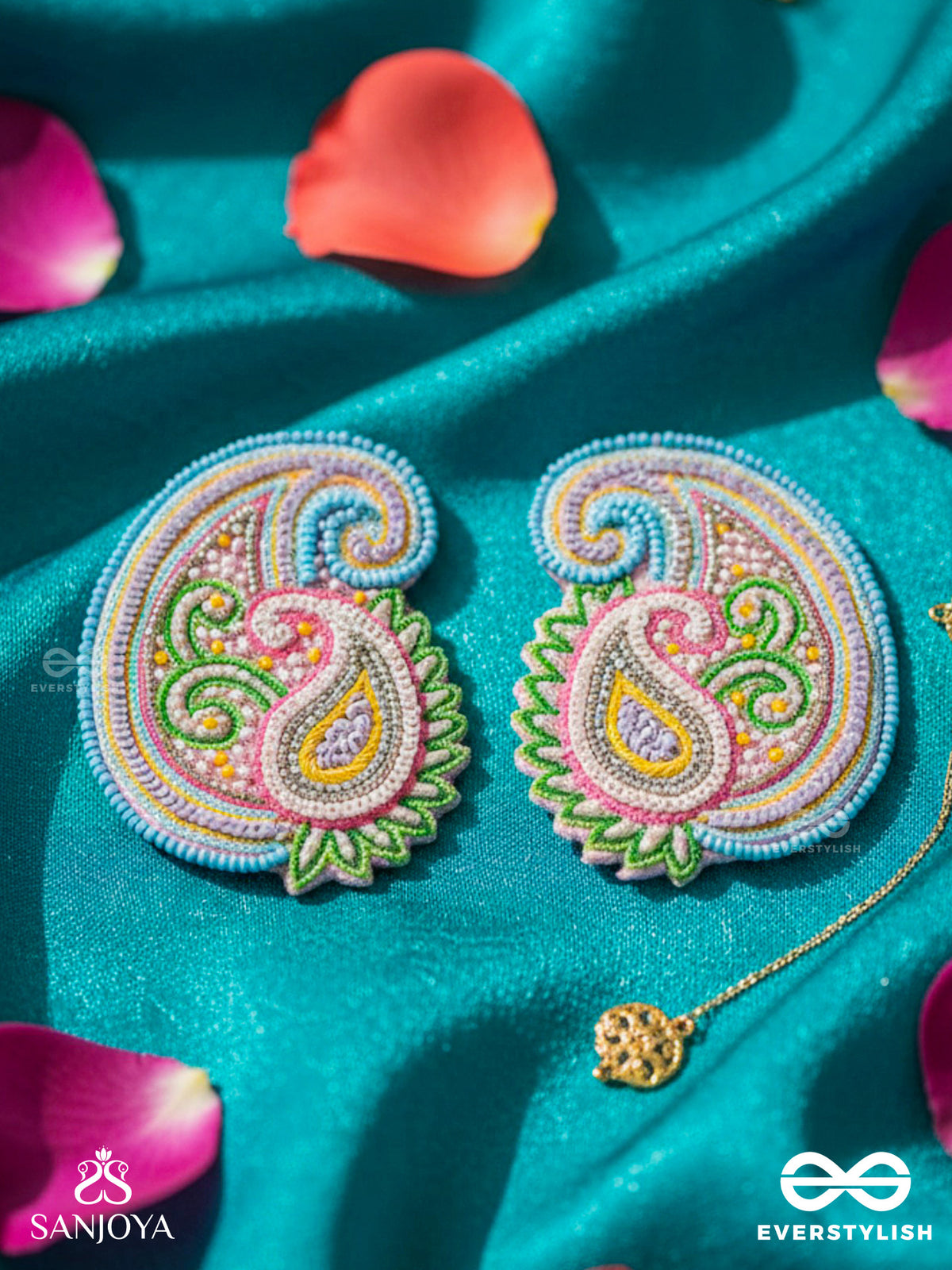 Dhavala- The Beautiful- Resham And Sequins Embroidered Earrings