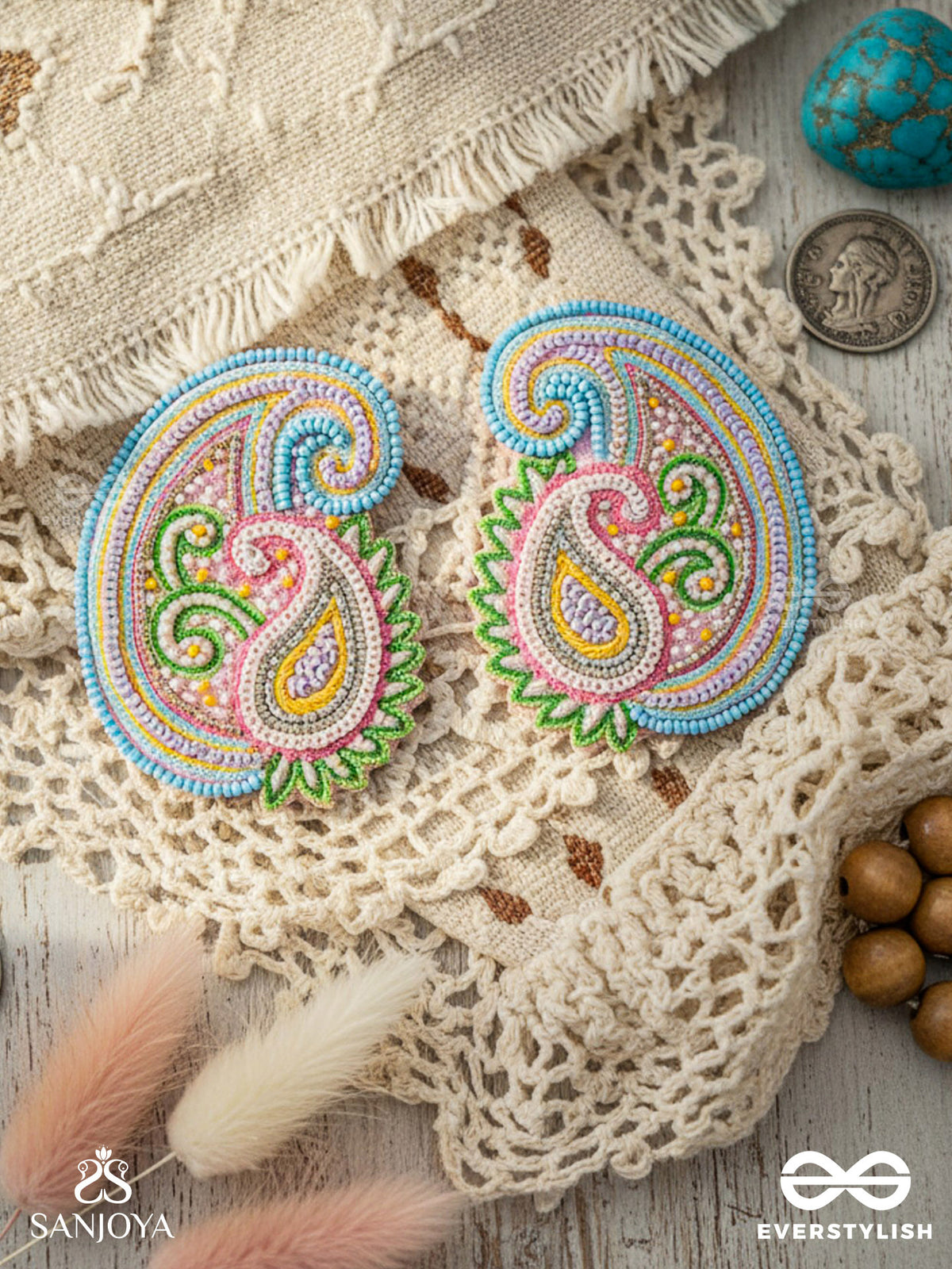 Dhavala- The Beautiful- Resham And Sequins Embroidered Earrings