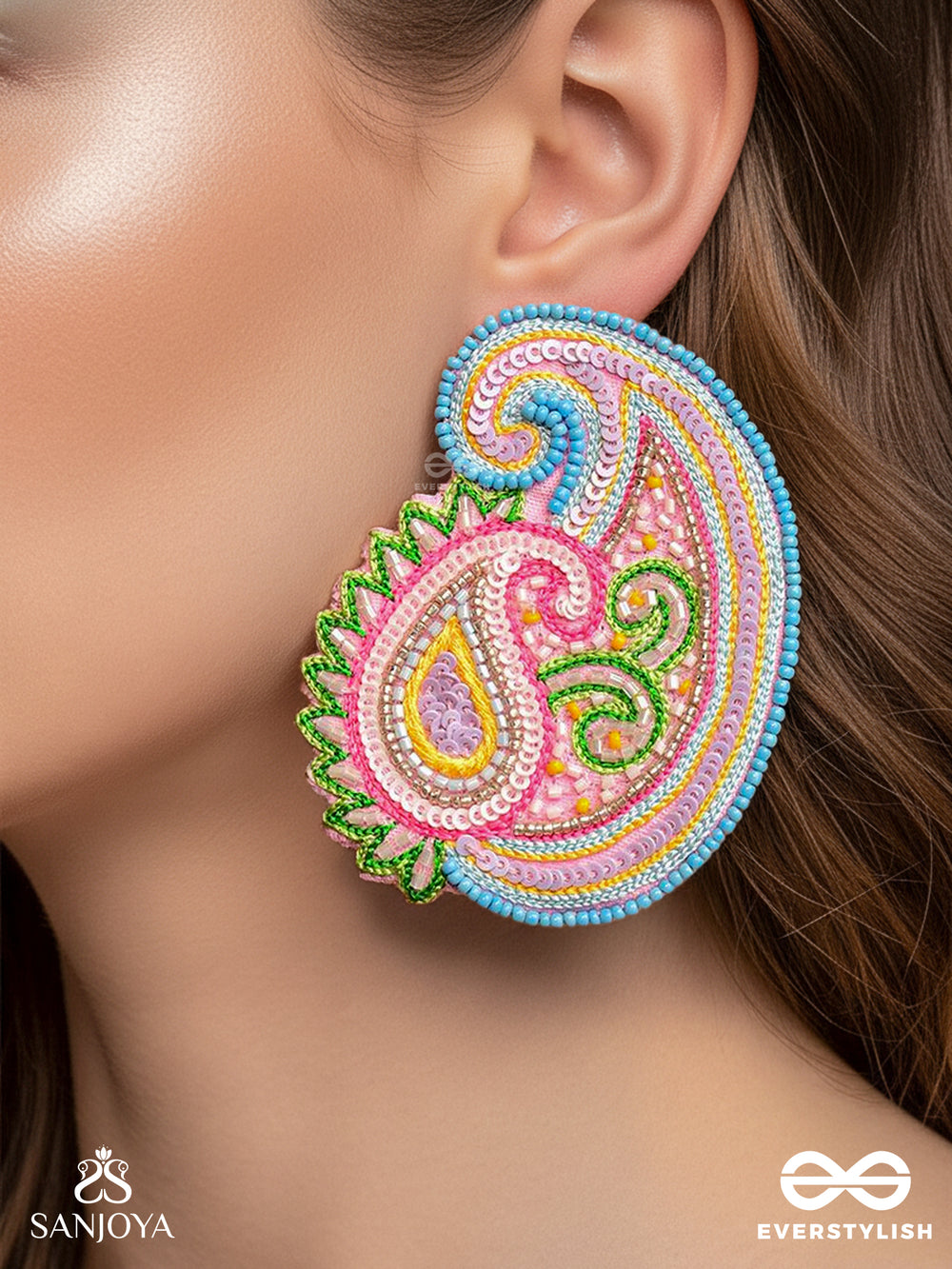 Dhavala- The Beautiful- Resham And Sequins Embroidered Earrings
