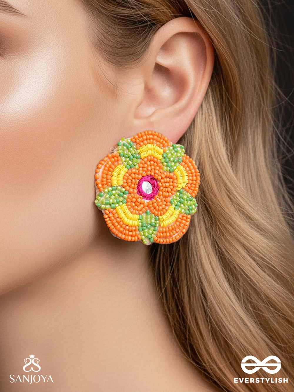 Maneeka- The Beautiful Bloom- Mirror And Resham Embroidered Earrings