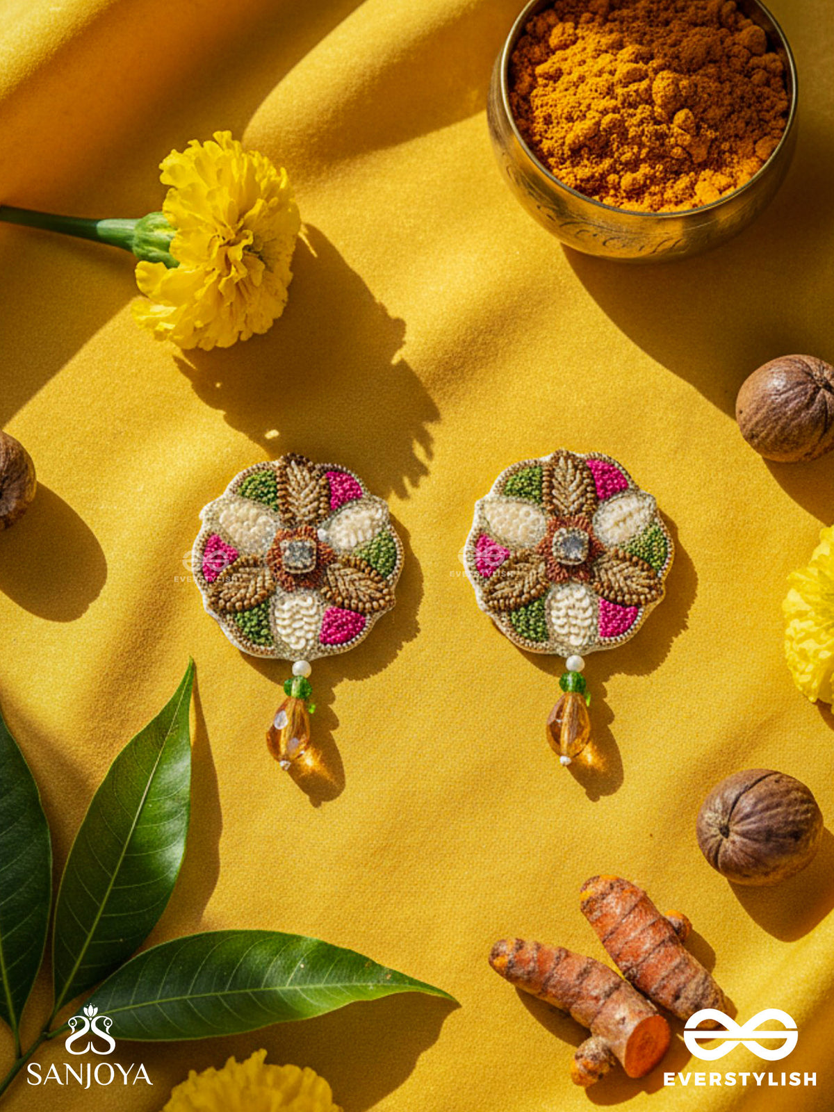 Vaarksha- The Colorful Forest- Resham, Sequins And Beads Embroidered Earrings