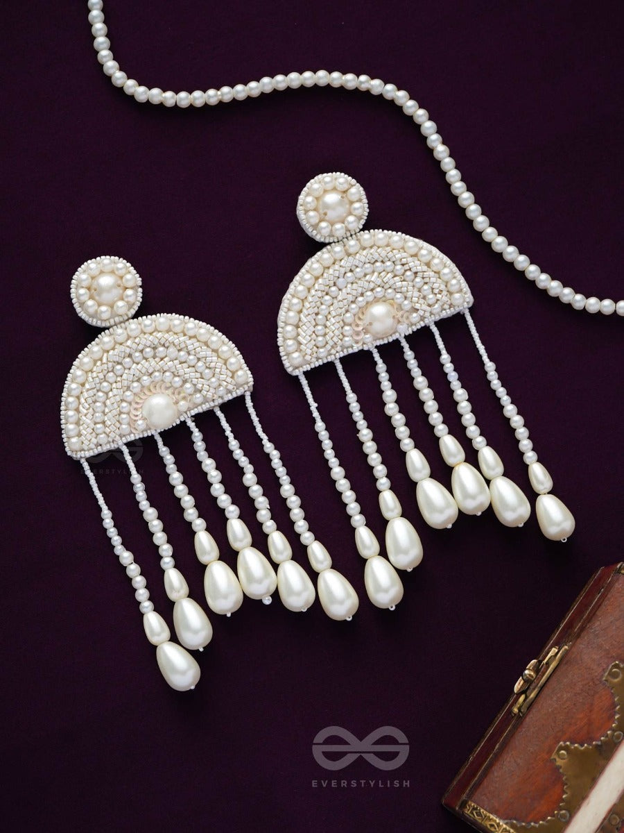 Avasara- The Pristine Rains- Pearls And Pearl Drops Embroidered Earrings