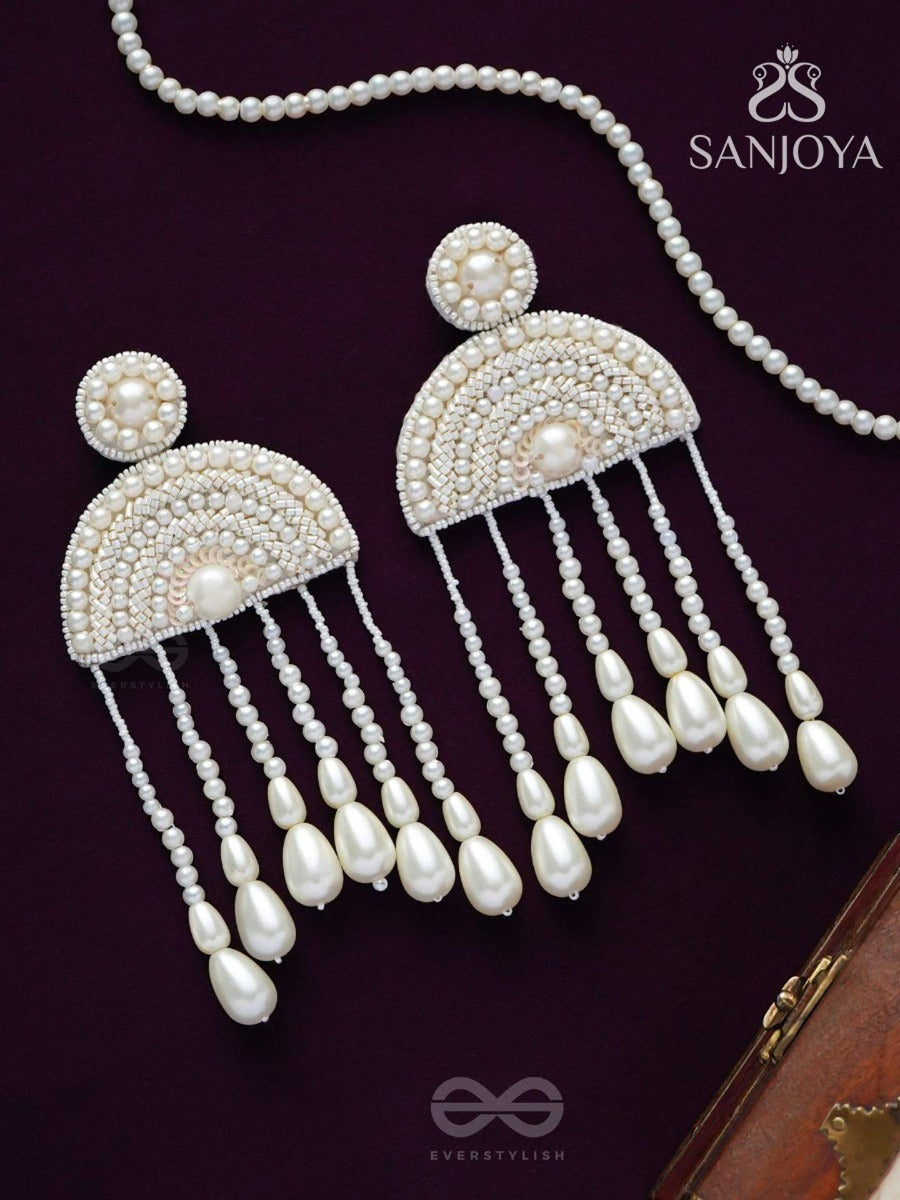 Avasara- The Pristine Rains- Pearls And Pearl Drops Embroidered Earrings