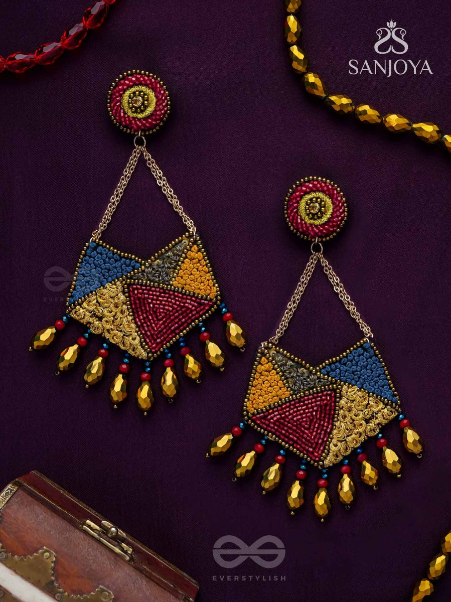Dyuvan- The Colorful Paradise- Resham And Glass Beads Embroidered Earrings