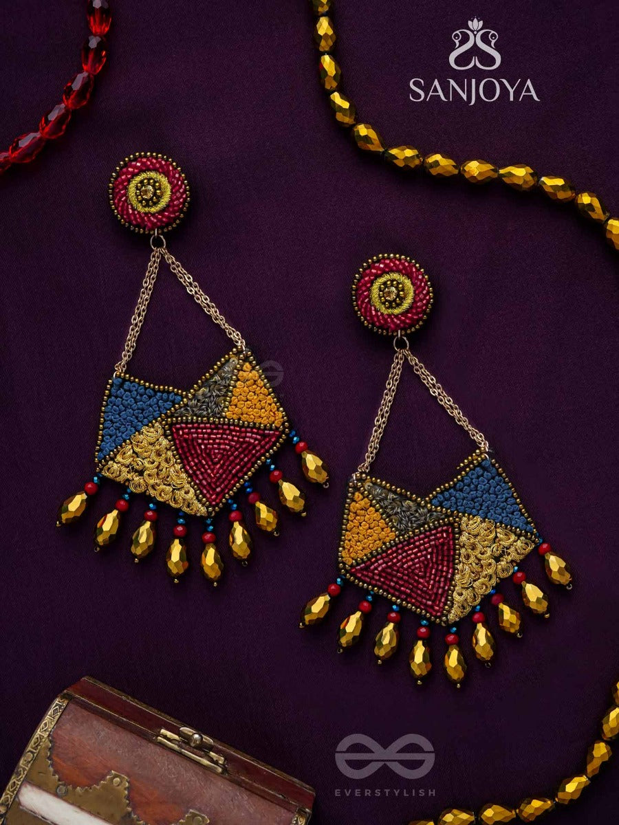 Dyuvan- The Colorful Paradise- Resham And Glass Beads Embroidered Earrings
