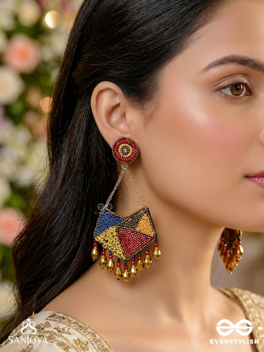 Dyuvan- The Colorful Paradise- Resham And Glass Beads Embroidered Earrings