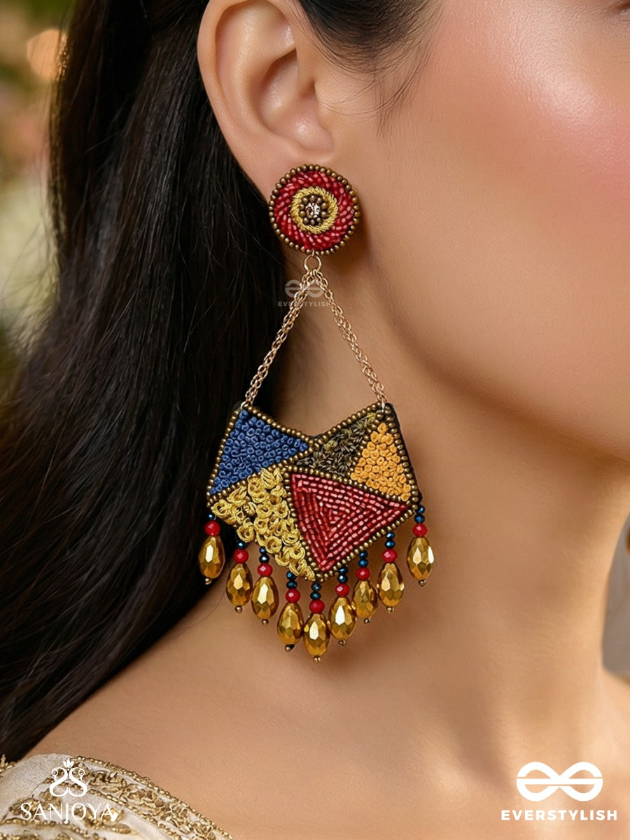 Dyuvan- The Colorful Paradise- Resham And Glass Beads Embroidered Earrings