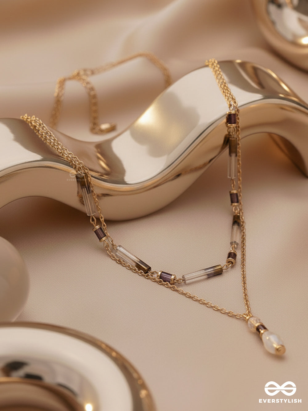 The Glazy Droplet - Golden Layered Necklace With Anti-Tarnish Coating