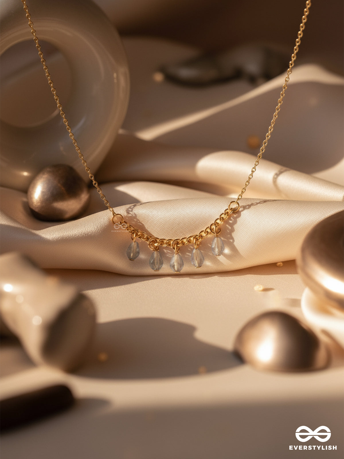 The Dripping Rain- Golden Embellished Necklace With Anti-Tarnish Coating