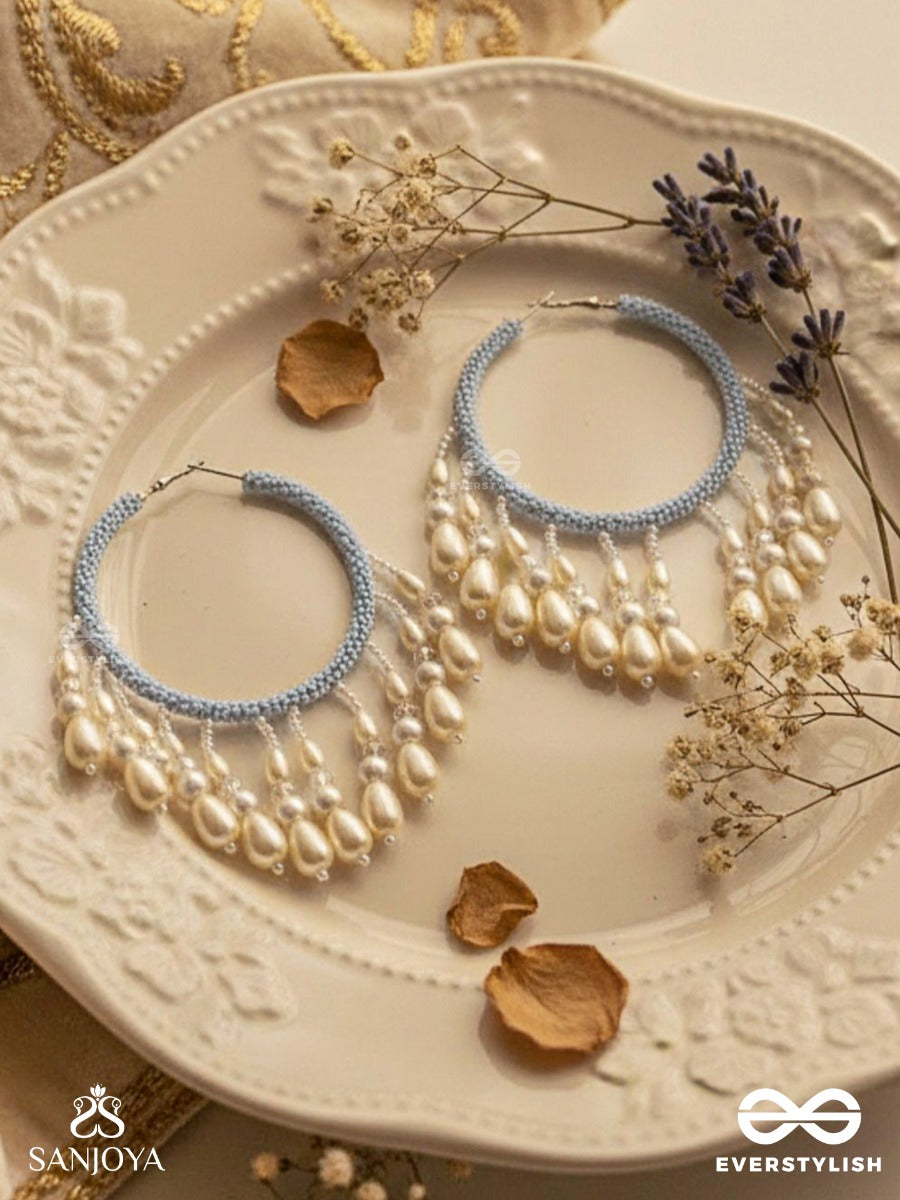 Mihika- The Splendid Snow- Pearls And Beads Embroidered Earrings