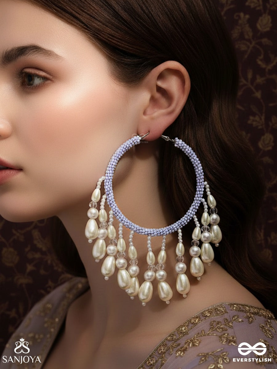 Mihika- The Splendid Snow- Pearls And Beads Embroidered Earrings