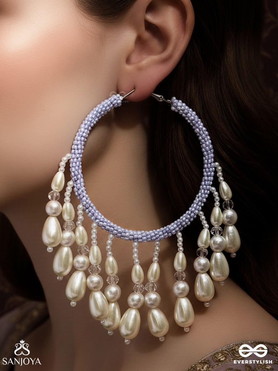 Mihika- The Splendid Snow- Pearls And Beads Embroidered Earrings