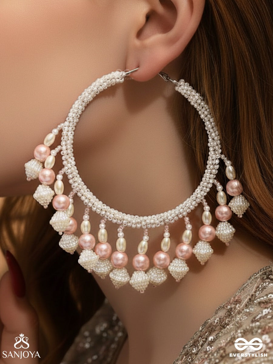 Kairavi- The Pristine Moonlight- Pearls And Beads Embroidered Earrings
