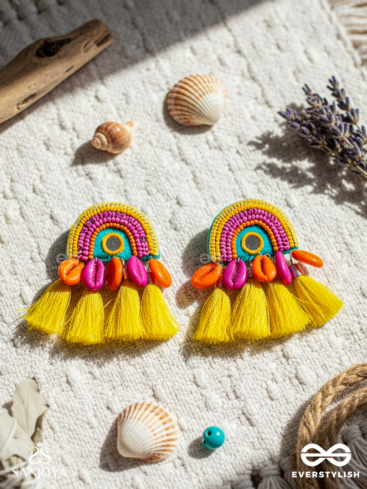 Inodaya- The Alluring Sunrise- Resham And Sequins Embroidered Earrings