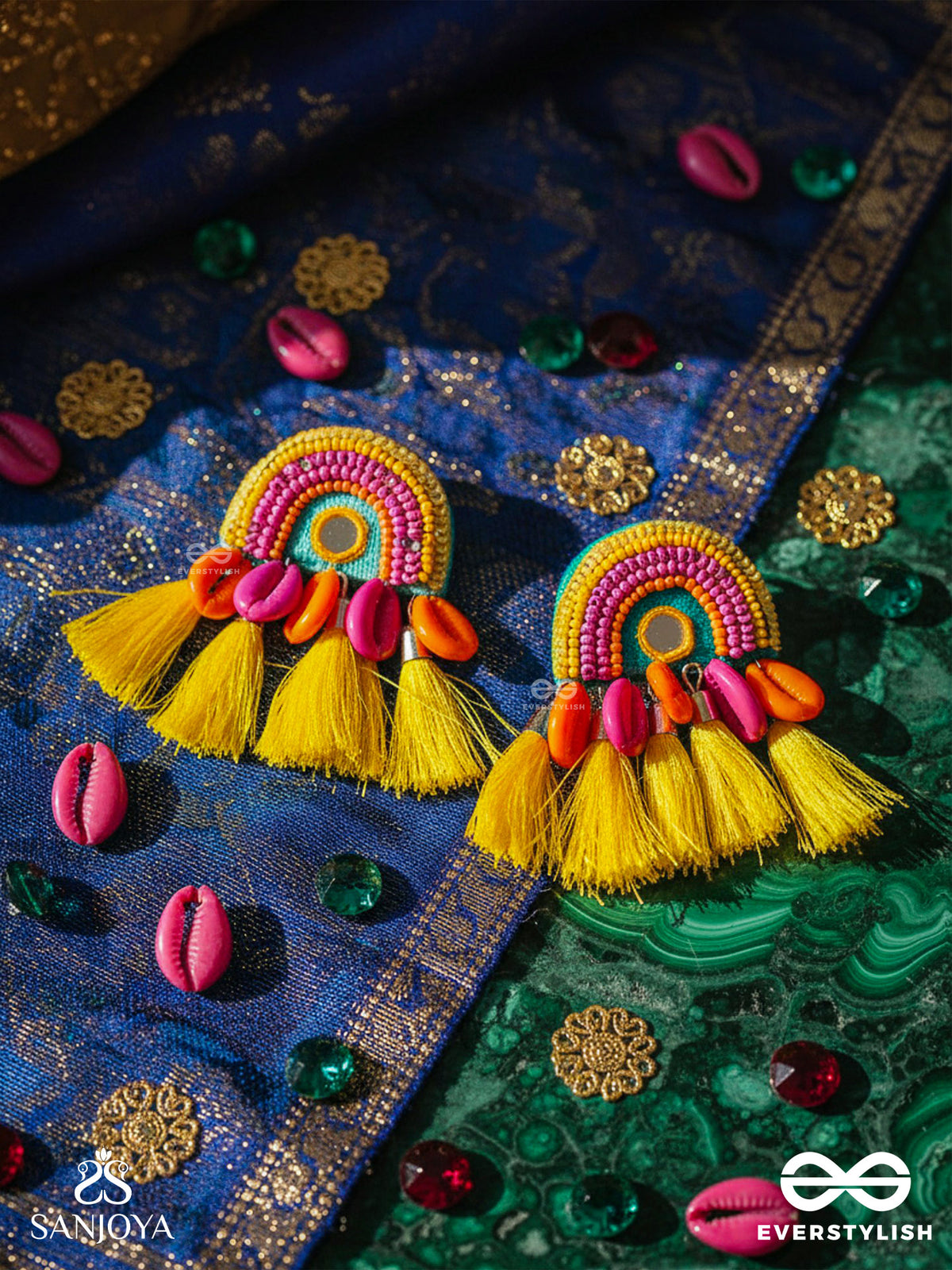 Inodaya- The Alluring Sunrise- Resham And Sequins Embroidered Earrings