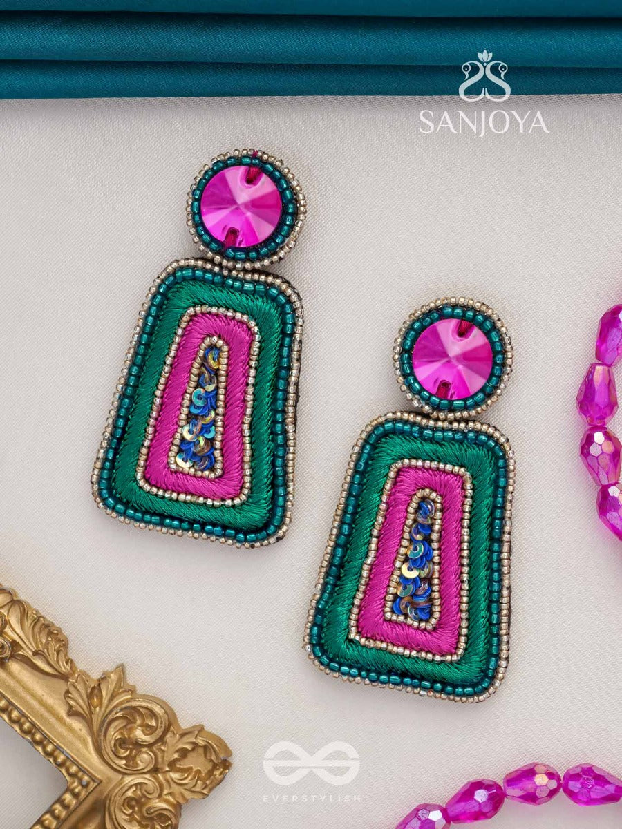 Kalapa- The Bell Of Harmony- Resham, Stones And Sequins Embroidered Earrings
