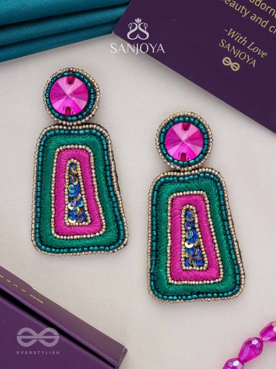 Kalapa- The Bell Of Harmony- Resham, Stones And Sequins Embroidered Earrings