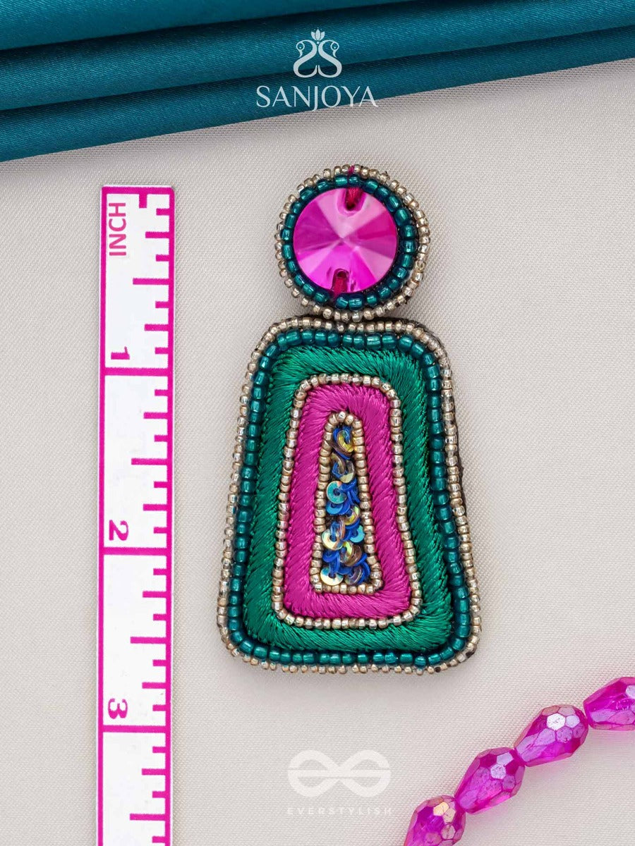 Kalapa- The Bell Of Harmony- Resham, Stones And Sequins Embroidered Earrings