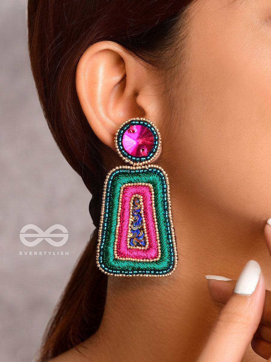 Kalapa- The Bell Of Harmony- Resham, Stones And Sequins Embroidered Earrings