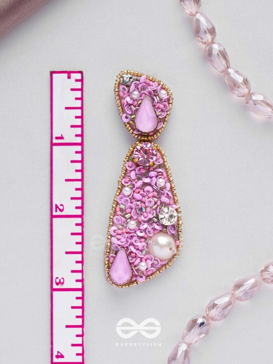 Manikya- The Pink Allure- Stones, Sequins And Beads Embroidered Earrings
