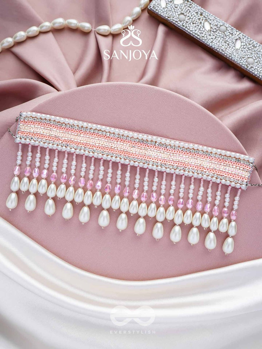 Avasya - The Dew Drops - Beads, Sequins And Pearl Drops Hand Embroidered Choker Neckpiece
