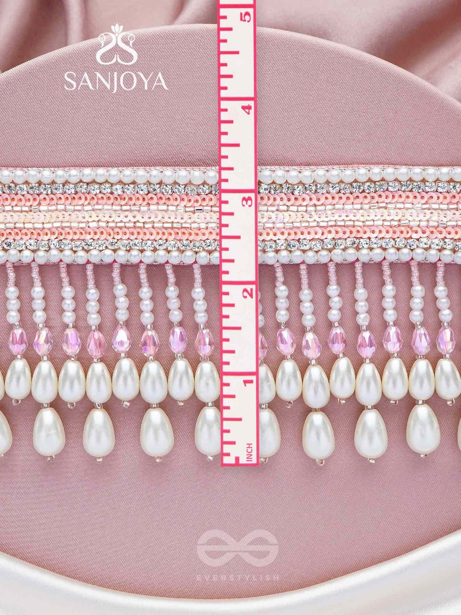 Avasya - The Dew Drops - Beads, Sequins And Pearl Drops Hand Embroidered Choker Neckpiece