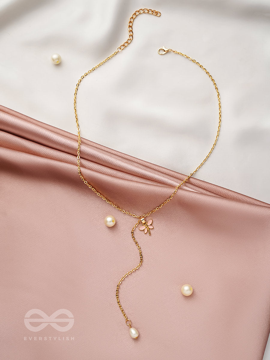 The Moth N Flame- Golden Embellished Necklace With Anti-Tarnish Coating